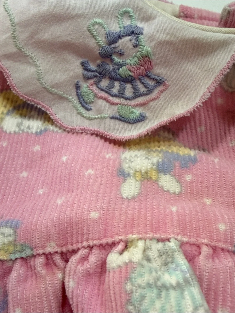 OshKosh B'gosh Pink CorduroyTiered 1987 Dress & Bunnies On Ice” Collar 3 Toddler
